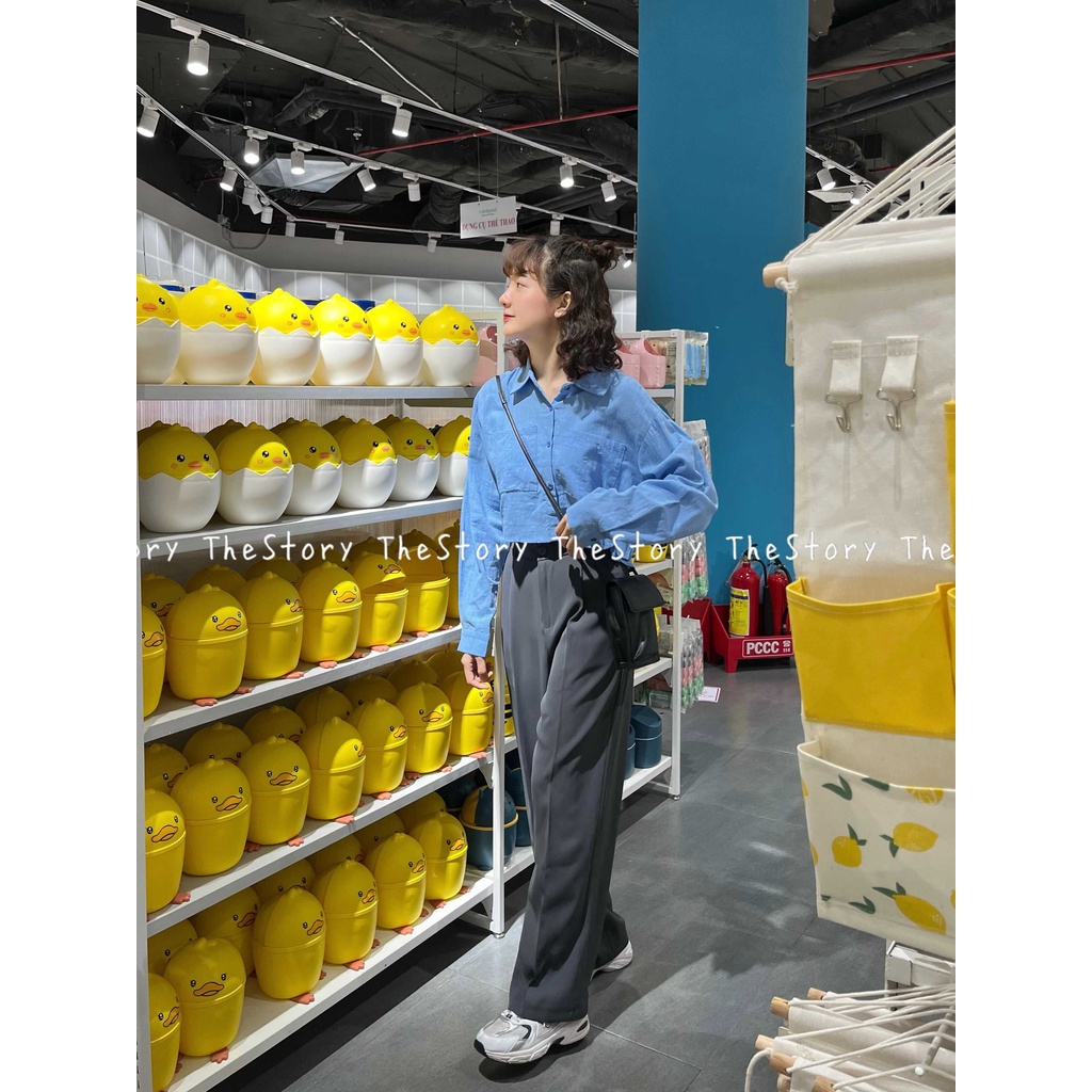 Áo sơ mi tay dài croptop  A2882