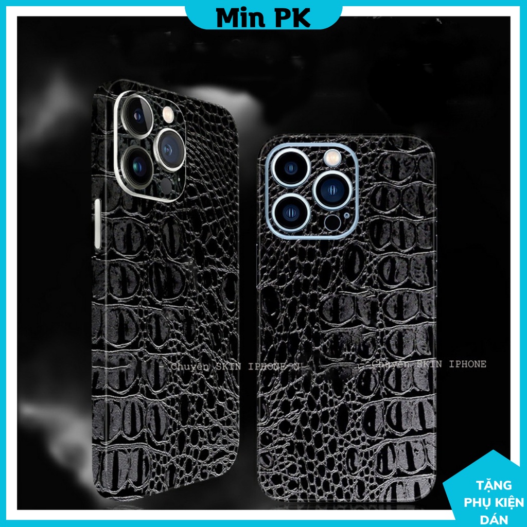 Tấm dán Skin FULL viền Họa tiết da cá sấu Dành cho 14 promax 13 promax 12 promax 11 promax xs max 7 8plus