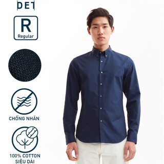 Áo sơ mi nam chống nhăn tay dài DETERMINANT dáng suông màu xanh đậm - Navy
