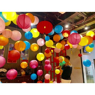 🏮 Đèn Lồng Giấy Trang Trí Trung Thu Size 20cm (9 màu như video) 🏮