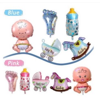 Bóng kiếng hình em bé, bình sữa, xe nôi, vương miện trang trí sinh nhật