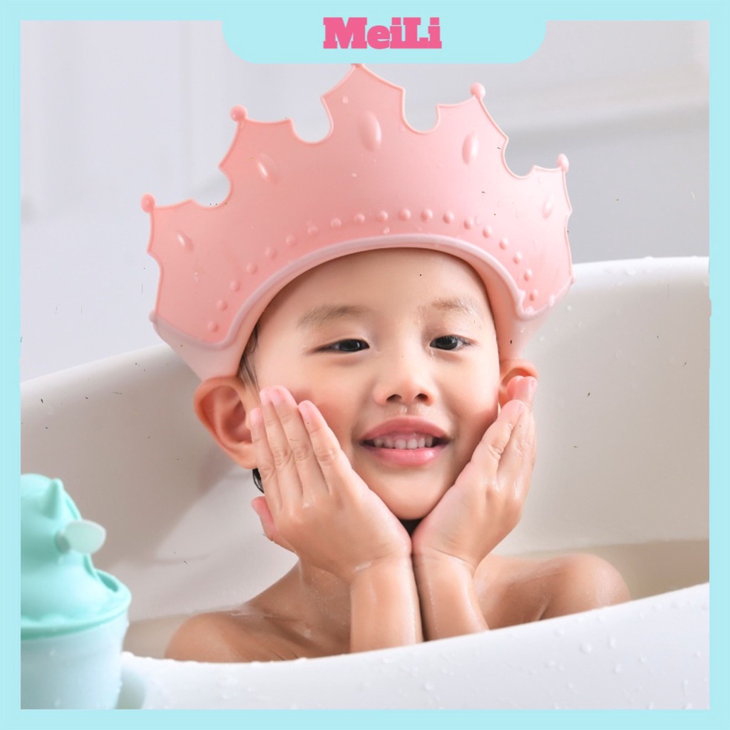 Mũ tắm hình vương miện🌸FREESHIP🌸Mũ gội đầu chắn nước bảo vệ tai và mắt , nón tắm có thể điều chỉnh vòng đầu