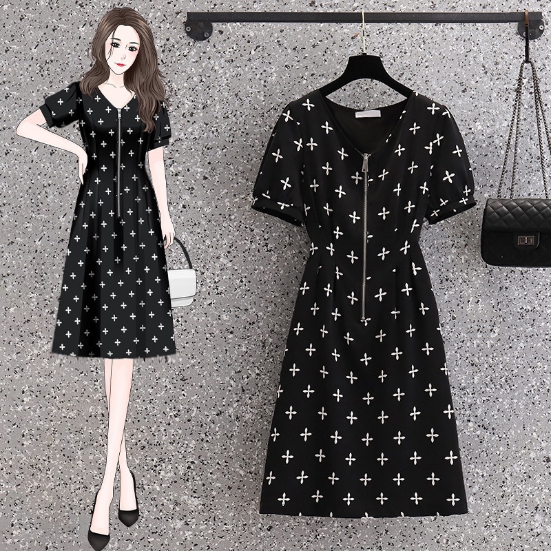 🌸Hàng Order🌸Váy Đầm Bigsize Hoạ Khoá kéo Chiết Eo Che Bụng Trẻ Trung Nữ Tính🌸Hàng Quảng Châu