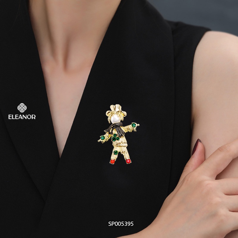 Ghim cài áo nam nữ Eleanor Accessories hình người rơm đính đá ngọc trai nhân tạo phụ kiện thời trang 5395