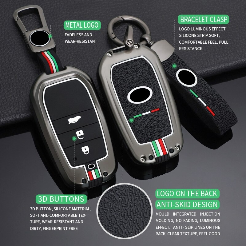 Bao Da, Vỏ Bảo Vệ, Ốp Chìa Khóa, Bọc Chìa Khóa Phản Quang Dùng Cho Xe Ô Tô Toyota Altis, Corolla Cross Camry Highlander