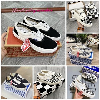Giày Vans Slip On Strap Fear Of God Đen Trắng + Vans Caro, Giày Vans Dán Nam Nữ Đủ Size, Full Box Bill