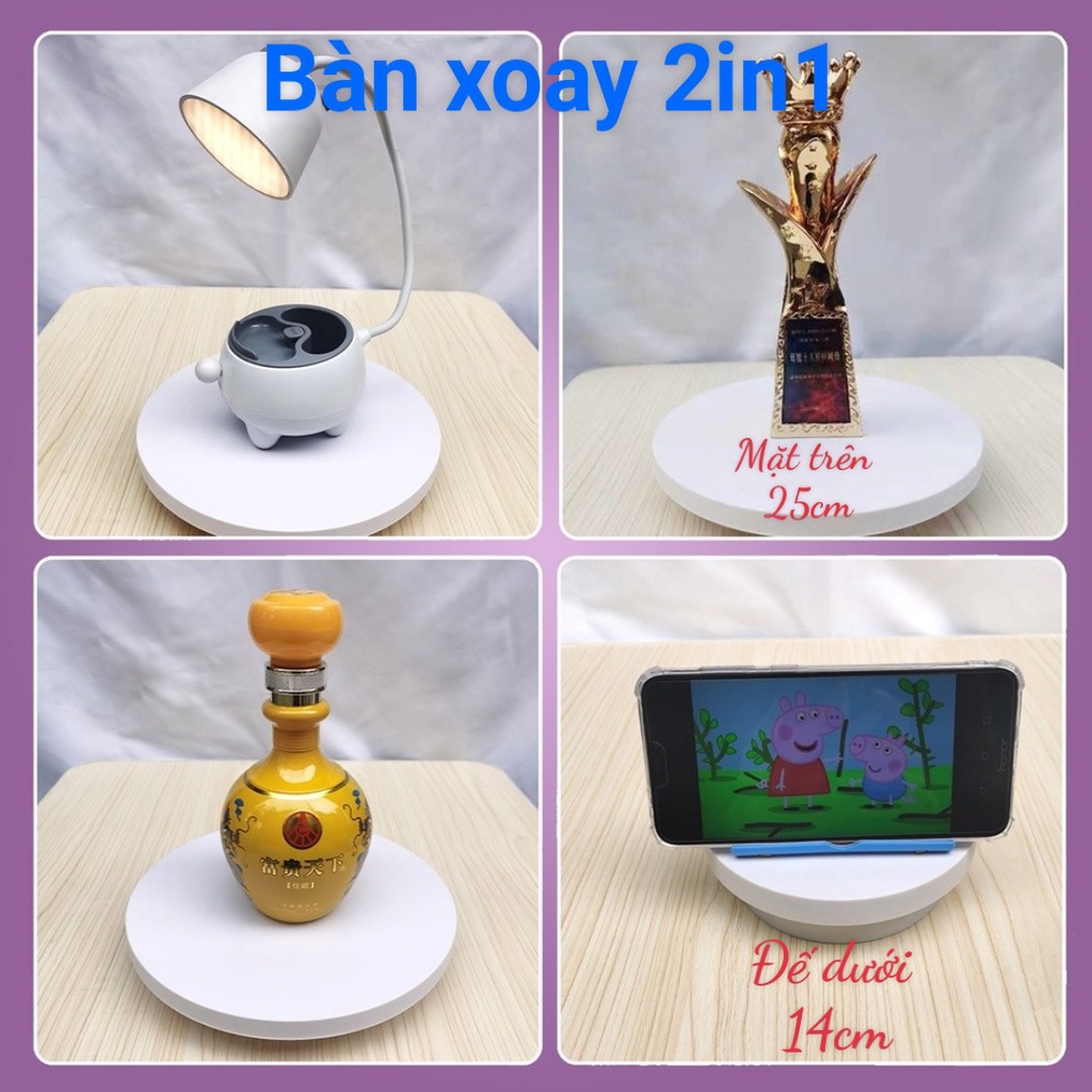 Bàn Xoay Trưng Bày Sản Phẩm 2in1 360 độ Livestream bán hàng quay video sản phẩm trang trí nhà cửa mô kaikai86