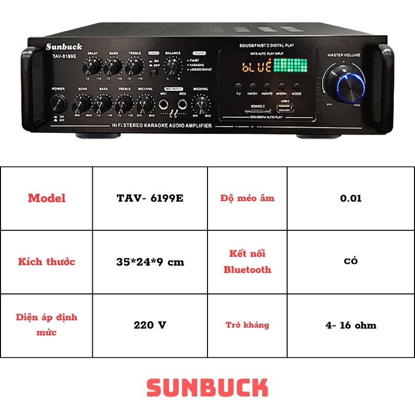 Amply bluetooth Sunbuck TAV- 6199E, amply karaoke, nghe nhạc, giải trí, cho bạn trải nghiệm cảm giác như trong rạp.