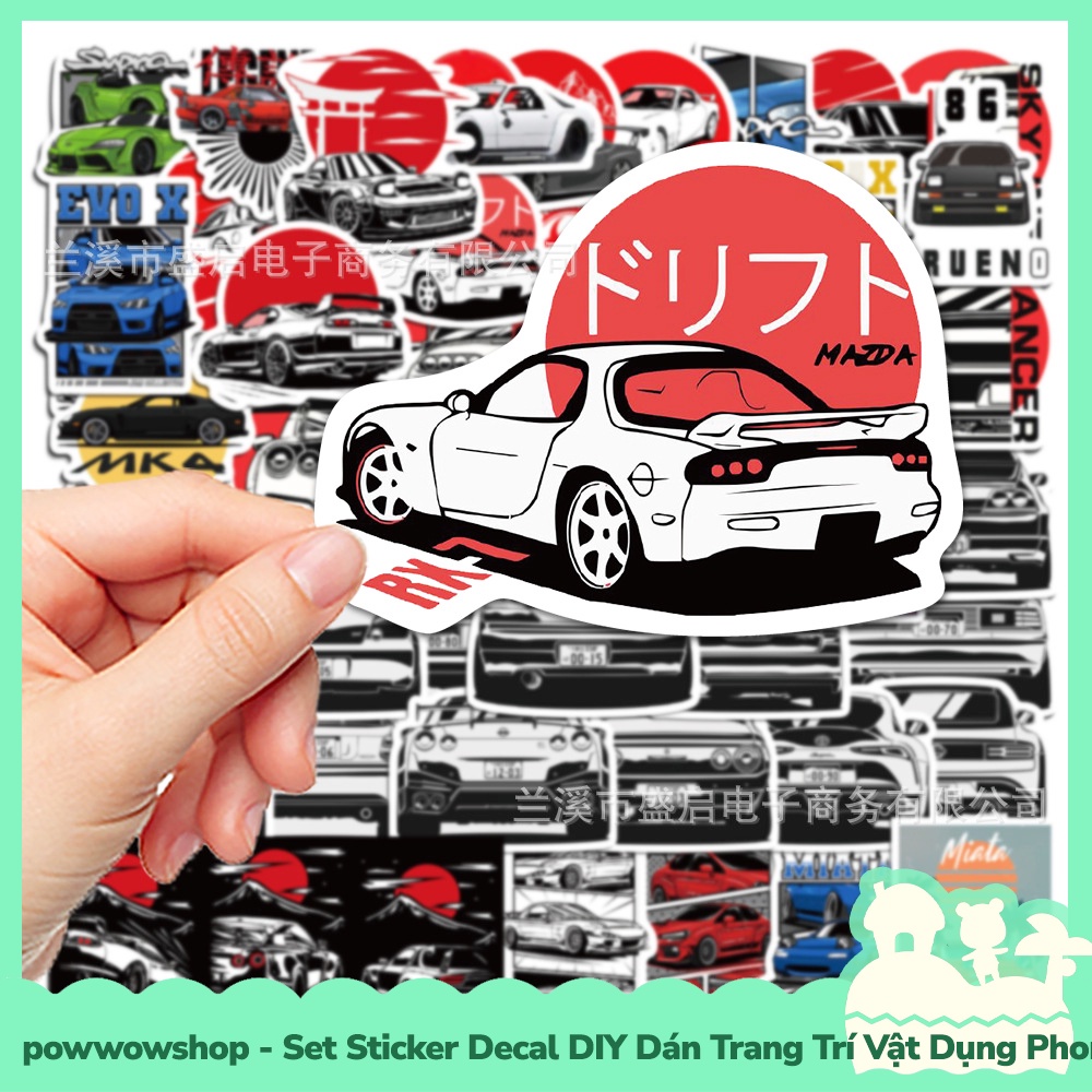 [Sẵn VN - Hỏa Tốc] Set Bộ 50 Miếng Sticker DIY Chống Thấm Nước Dán Trang Trí Vật Dụng Phong Cách Car Xe Hơi