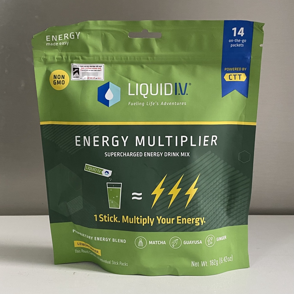 Bột điện giải bán chạy nhất thế giới Liquid IV Energy bổ sung năng lượng : Bịch 14 gói