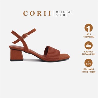 CORII - Giày Sandal Cao Gót Quai Ngang Mũi Vuông Thời Trang và Thoải Mái Nhất - CR06SS2 Nâu