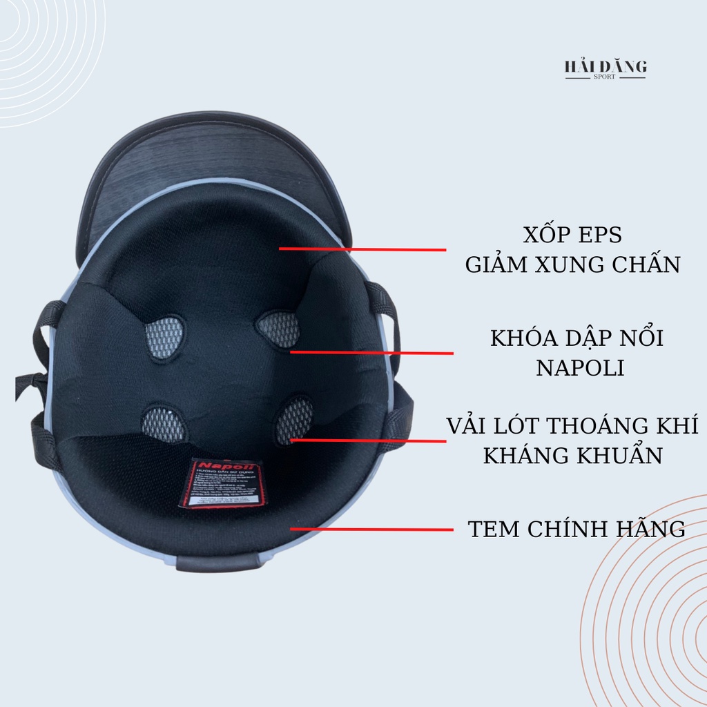 Mũ bảo hiểm 1/2 đầu Sơn Napoli N088 màu nâu nhám - Nón Chất bảo hành 12 tháng