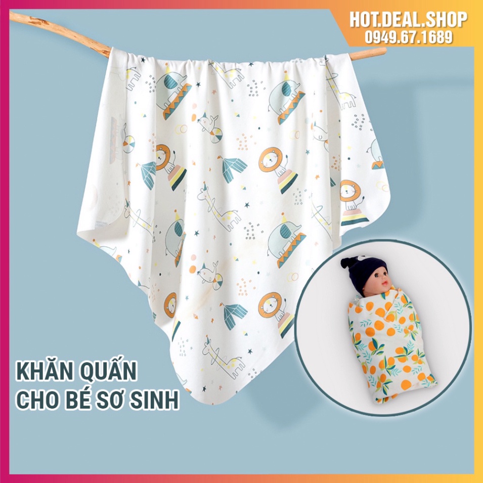 Khăn quấn bé sơ sinh loại mỏng 85cm x 85cm, vải cotton mềm mại