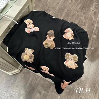 Áo Phông Gấu Đính Đá Form Rộng QC L1 (SẴN HỒNG)