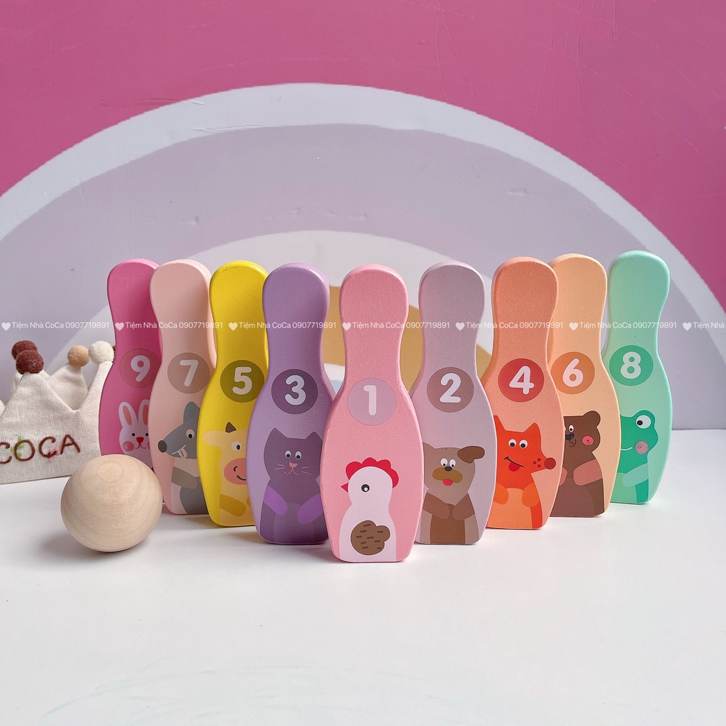 Đồ chơi gỗ Bowling an toàn cho bé từ 3 đến 6 tuổi - Đồ chơi giáo dục phát triển giác quan