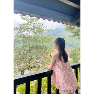 SET ÁO LÔNG CỔ YẾM KÈM SHORT