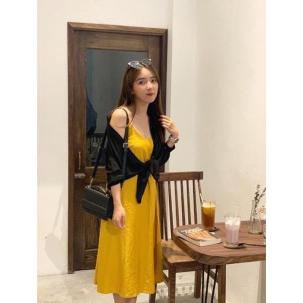 Đầm maxi 2 dây chất đũi xước vải mềm không nhăn mặc siêu mát form rộng dáng dài TT 24