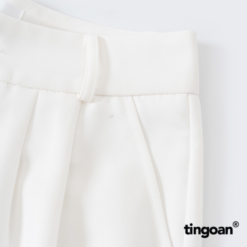 TINGOAN® -Quần cạp cao chiết ly eo dáng ống suông trắng rộng trắng THUNDERCLOUD PANTS/WH phiên bản mới nhất tháng 10.23