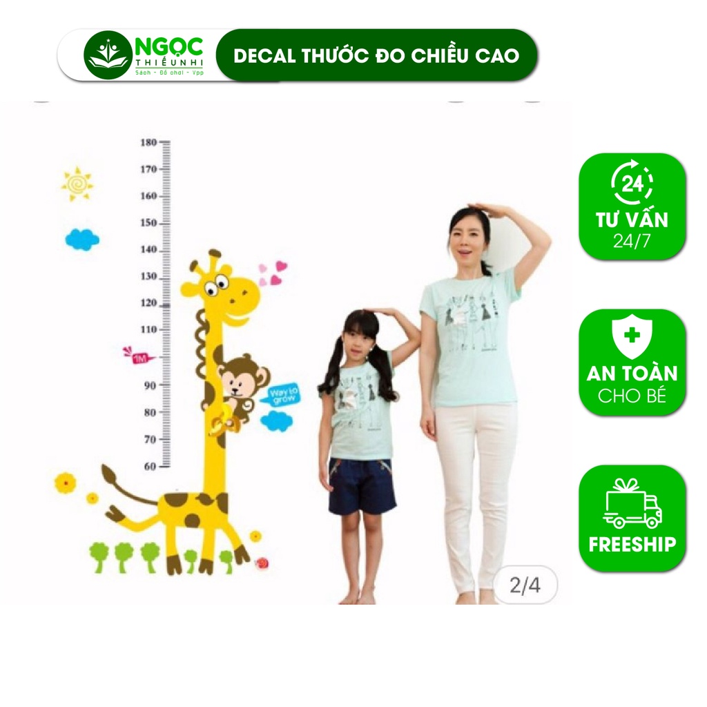 Decal thước đo chiều cao dán tường đáng yêu - đủ mẫu