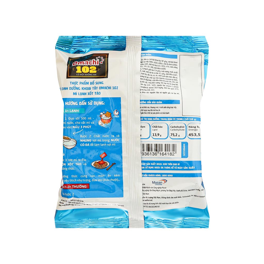 Mì Omachi mì lạnh sốt táo gói 110g