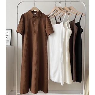 Đầm polo dáng dài kèm váy dây lụa (ảnh thật)