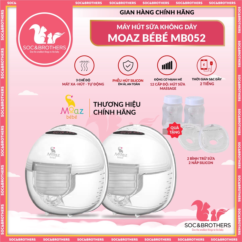 Máy hút sữa không dây Moaz BéBé MB052 - BẢO HÀNH CHÍNH HÃNG 12 THÁNG