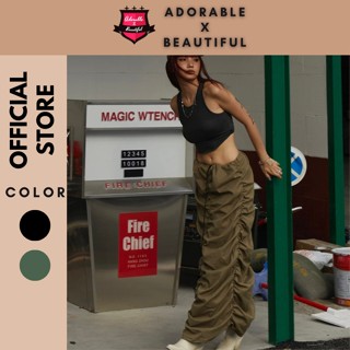 [Ảnh Thật] Chân Váy Dù Dài Nhún Dây Rút Đen Rêu Y2K, Chân Váy Rêu Đen Dây Rút Phồng Trendy Ulzzang [AdorablexBeautiful]