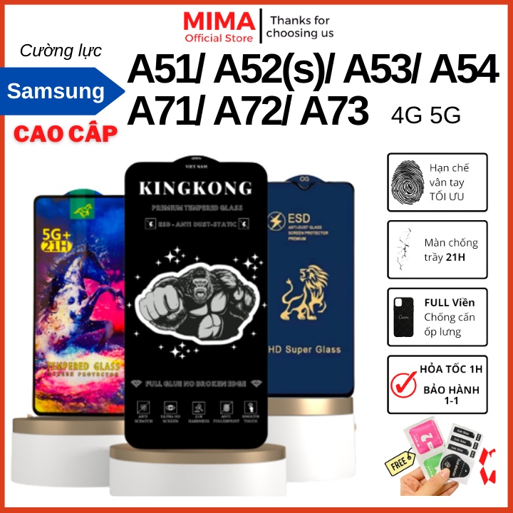 Kính cường lực KINGKONG Samsung A51 A52 A52s A53 A54 A71 A72 A73 cao cấp full màn hình chống xước hạn chế bám vân tay