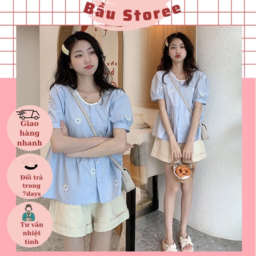 BỘ CỘC BẦU MÙA HÈ XINH XẮN-ĐỒ BẦU MẶC ĐI CHƠI ĐI DU LỊCH KIỂU DÁNG TIỂU THƯ ÁO KÈM QUẦN FREE SZ 45-65KG