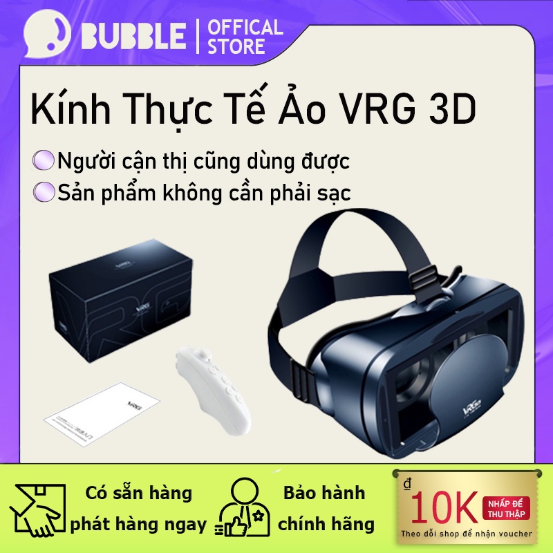 Kính Thực Tế Ảo VR VRG Pro 3D VR Góc Rộng 5~7 Inch, Tương Thích Mọi Dòng Điện Thoại, Bảo Hành 12 Tháng