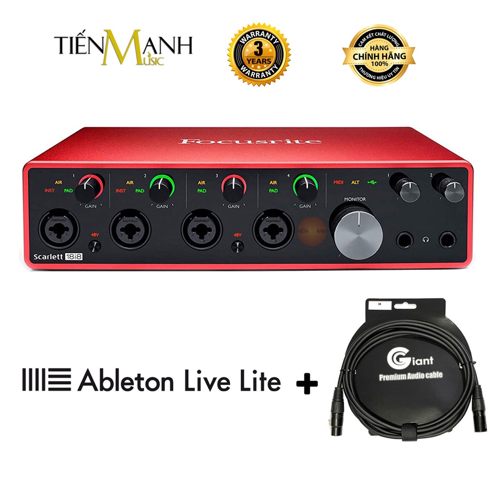 [Tặng Cable] Focusrite Scarlett 18i8 Gen 3 Sound Card Âm Thanh - Focus USB Audio Interface SoundCard (3rd Gen3)
