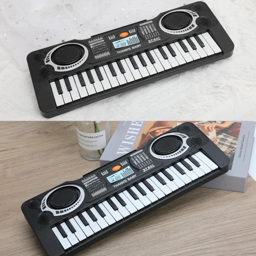 Đàn piano điện tử 61 phím cho bé, thiết kế đầy đủ tính năng, đi kèm micro và dây nguồn