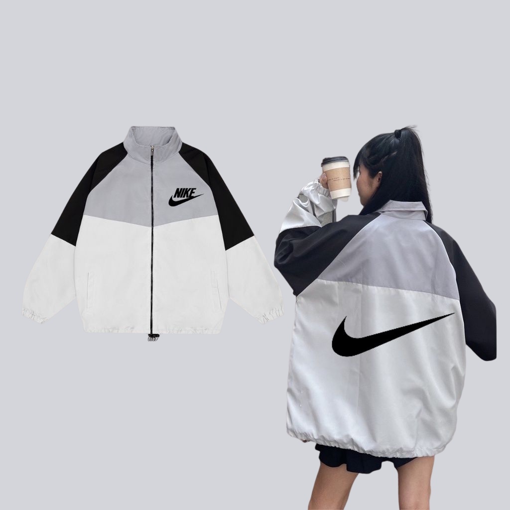 Áo khoác gió Nike chính hãng đôi nam nữ 2 lớp unisex chất liệu dù cao cấp unisex form rộng brand jacket