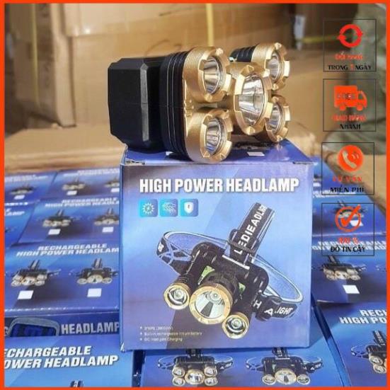 Đèn Pin Đội Đầu Đeo Trán 5 Bóng Siêu Sáng Kèm Pin Sạc Siêu Tiện Lợi