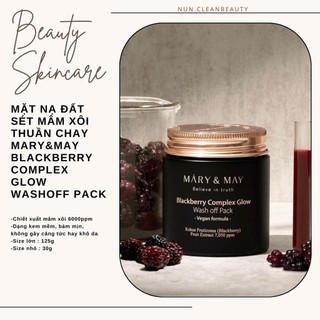 Mặt nạ đất sét mâm xôi thuần chay Mary&May Blackberry Complex Glow Washoff Pack