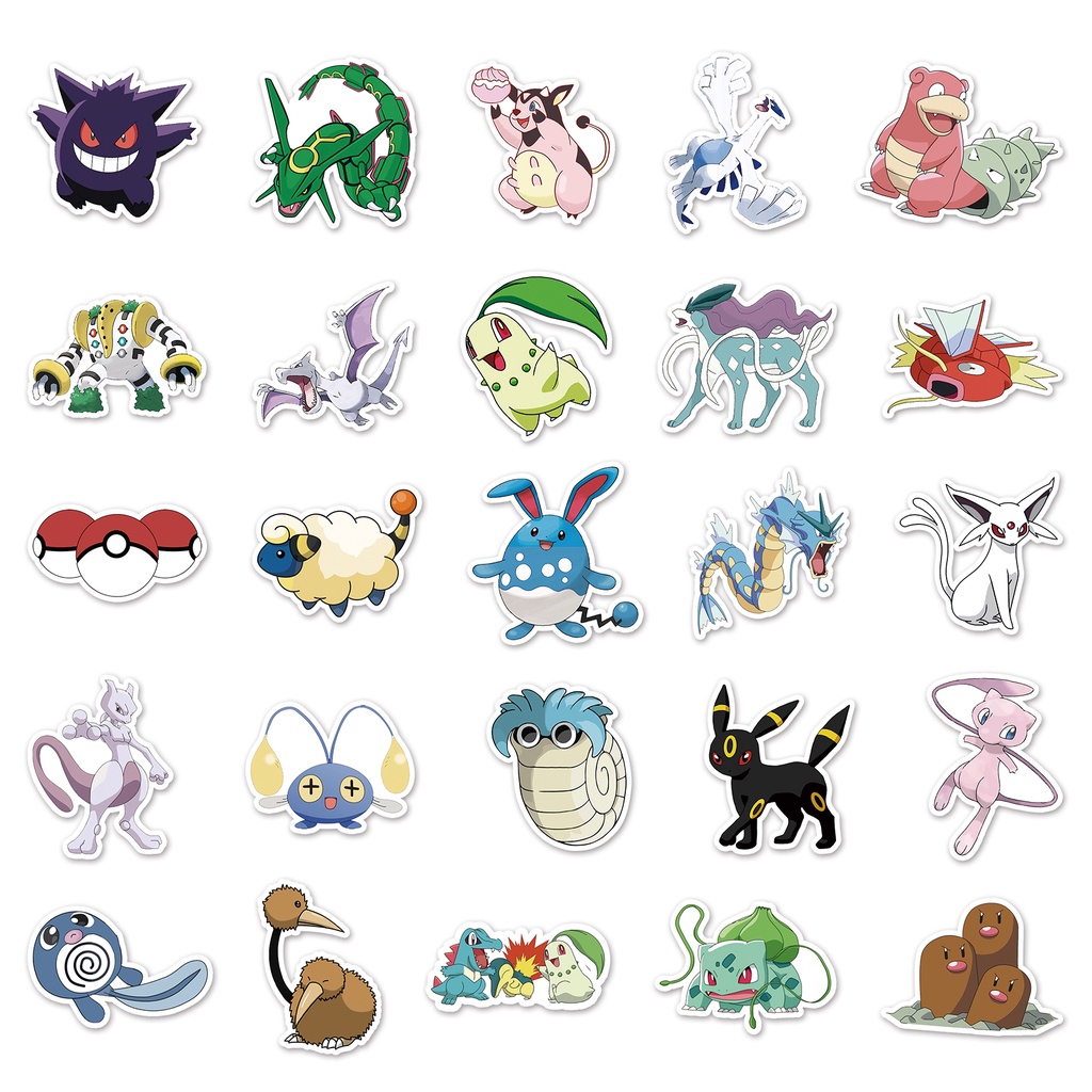 Bộ 100 Miếng Dán Trang Trí Xe Hơi / Nhà Cửa Hình Pokemon Pikachu Vui Nhộn Chống Thấm Nước DIY