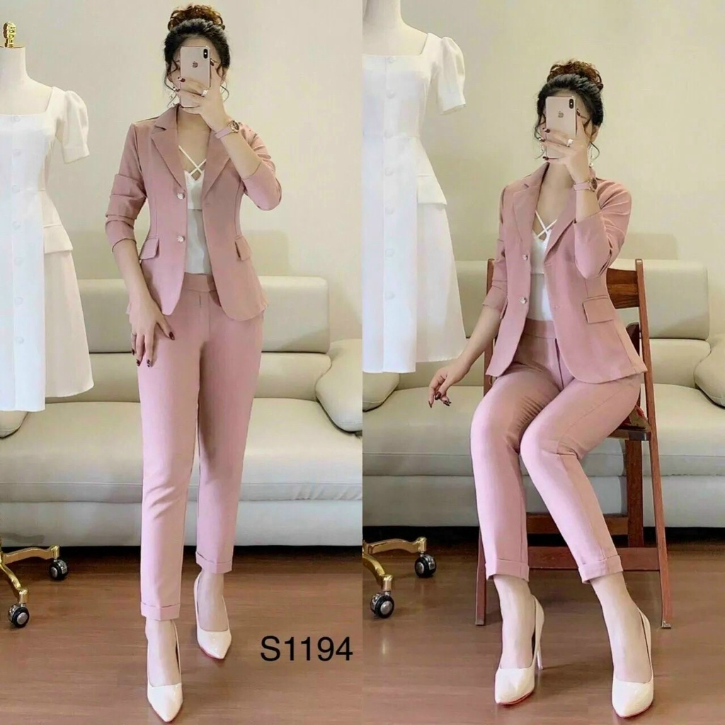 (FreeShip) Sét vest công sở cao cấp,sét nữ 3 món phong cách hàn,chất đẹp chuẩn from dáng