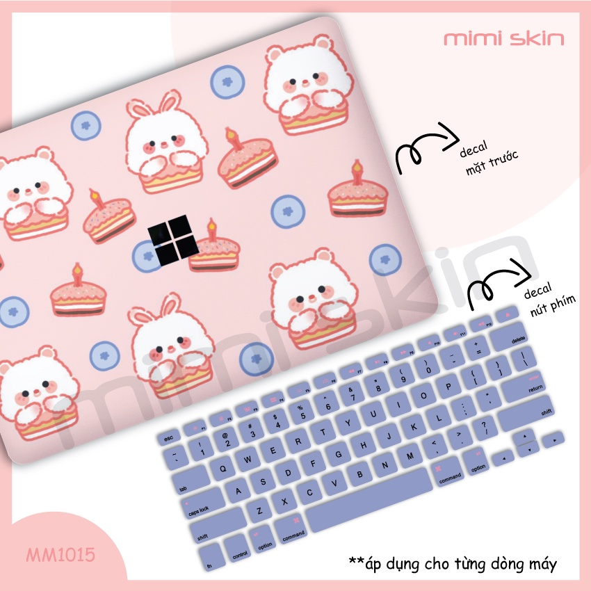 Dán bảo vệ laptop PET dễ thương được cắt sẵn dành riêng cho từng loại laptop hiệu MIMISKIN