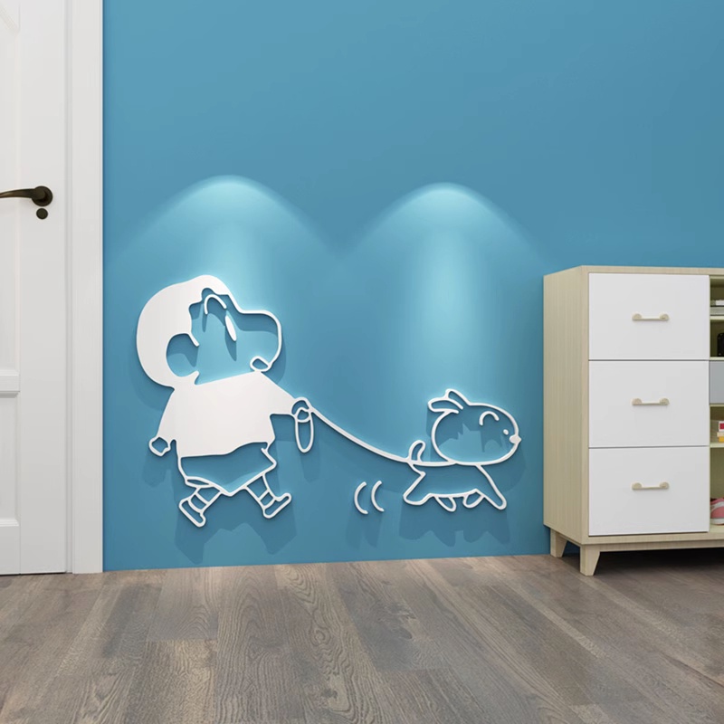 Phim hoạt hình Nhật Bản anime tranh mica bút sáp màu nhỏ mới dán tường acrylic 3d dán tường phòng trẻ em dán cửa phòng khách tủ giày góc trang trí tường miếng dán tự dính