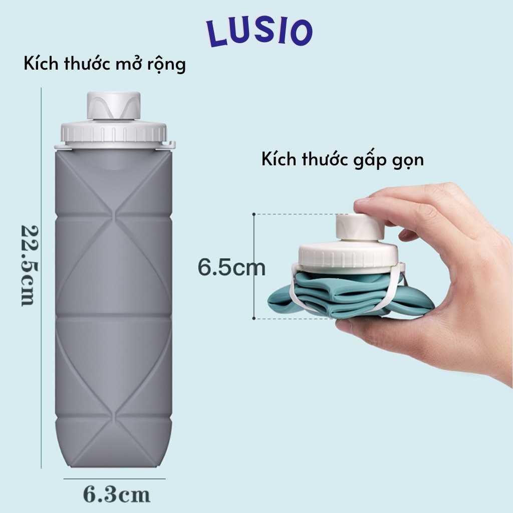 Bình Nước Silicon Gấp Gọn Tiện Lợi,Bình Nước Tập Gym, Thế Thao, Dã Ngoại 600ml Không BPA An Toàn Cho Sức Khỏe