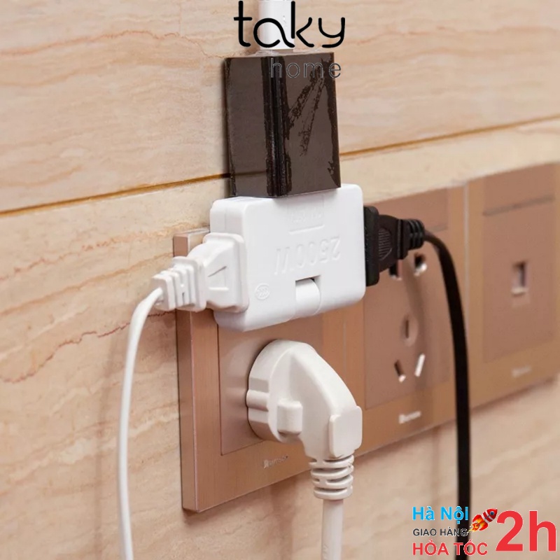 Phích Cắm Chia 3 - Ổ Cắm Chia 3 Ổ - Xoay 180 Độ - Dành Cho Không Gian Hẹp, Tiện Dụng - TakyHome 8607