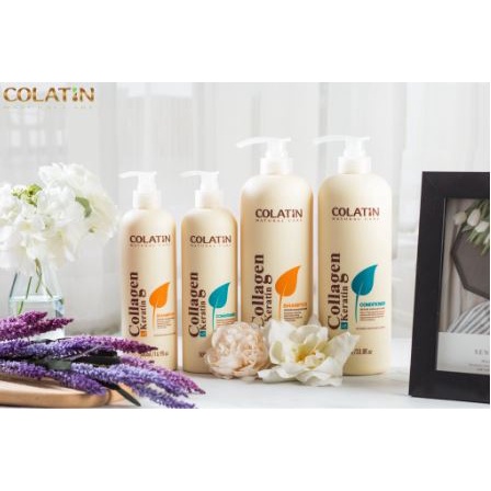 Dầu Gội Xả Keratin & Collagen COLATIN, Tinh Chất Tơ Tằm Ngăn Rụng Tóc, Phục Hồi Sâu Hư Tổn