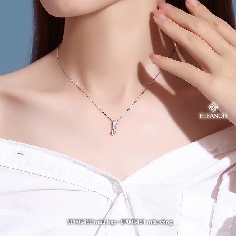 Dây chuyền nữ bạc 925 Eleanor Accessories thiết kế mặt lòng ghép đính đá phụ kiện trang sức 5460