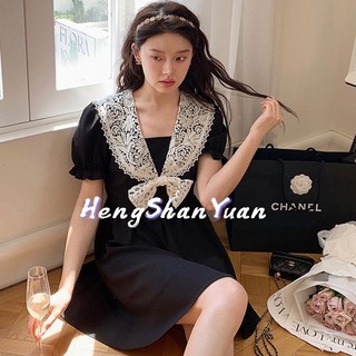 Đầm HENG SHAN YUAN cổ búp bê phong cách cổ điển Pháp thời trang mùa hè cho nữ