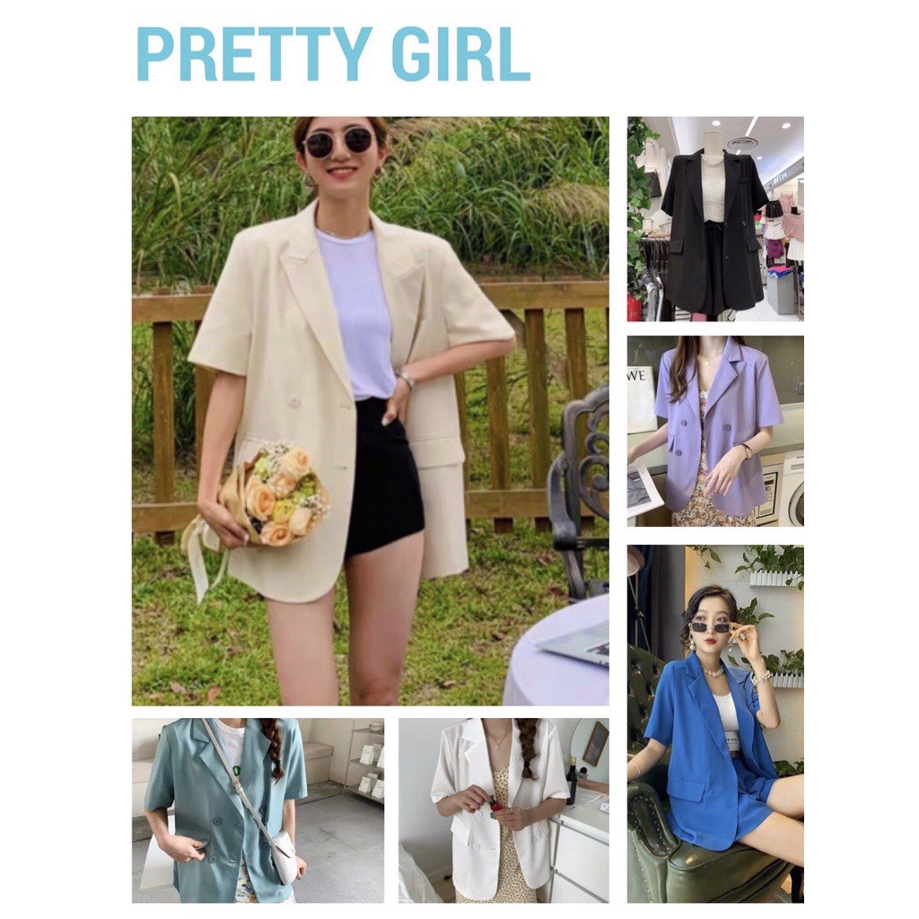 Áo Khoác Blazer Tay Ngắn 1 Lớp Phong Cách Hàn Quốc