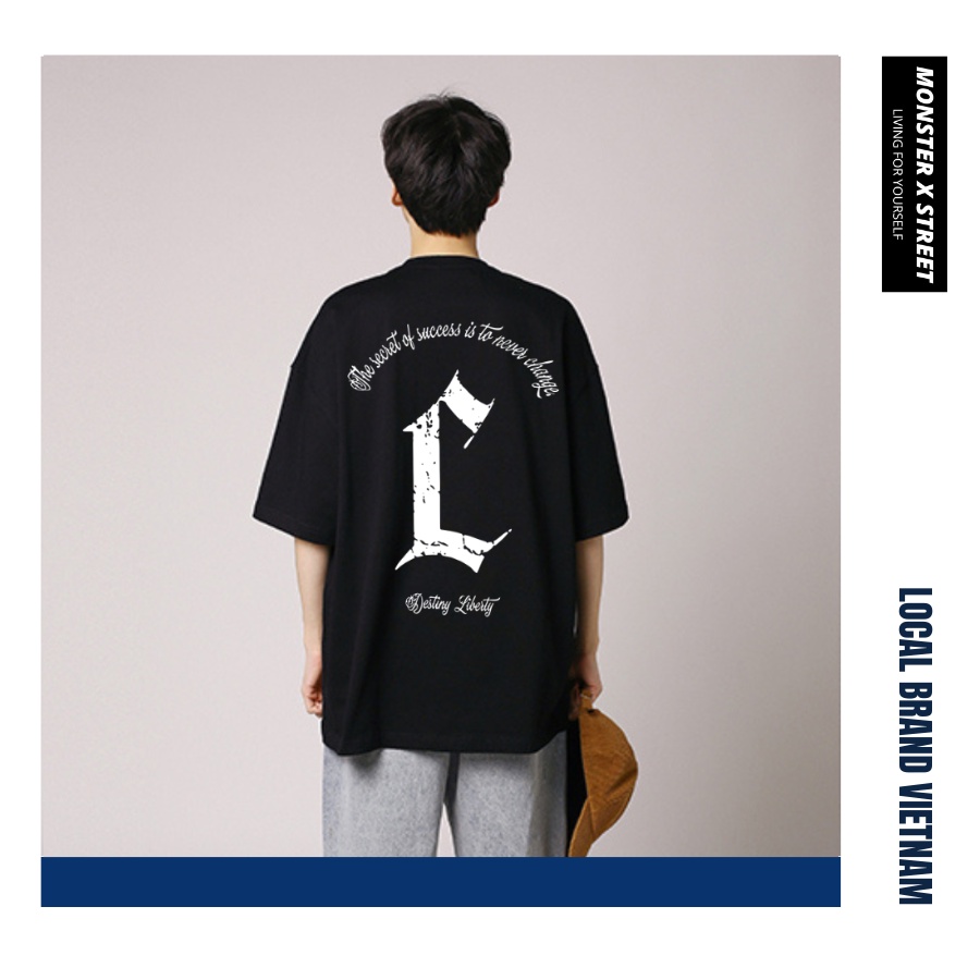 Áo thun unisex MONSTER X STREET Chữ L phông tay lỡ nam nữ form rộng Local Brand