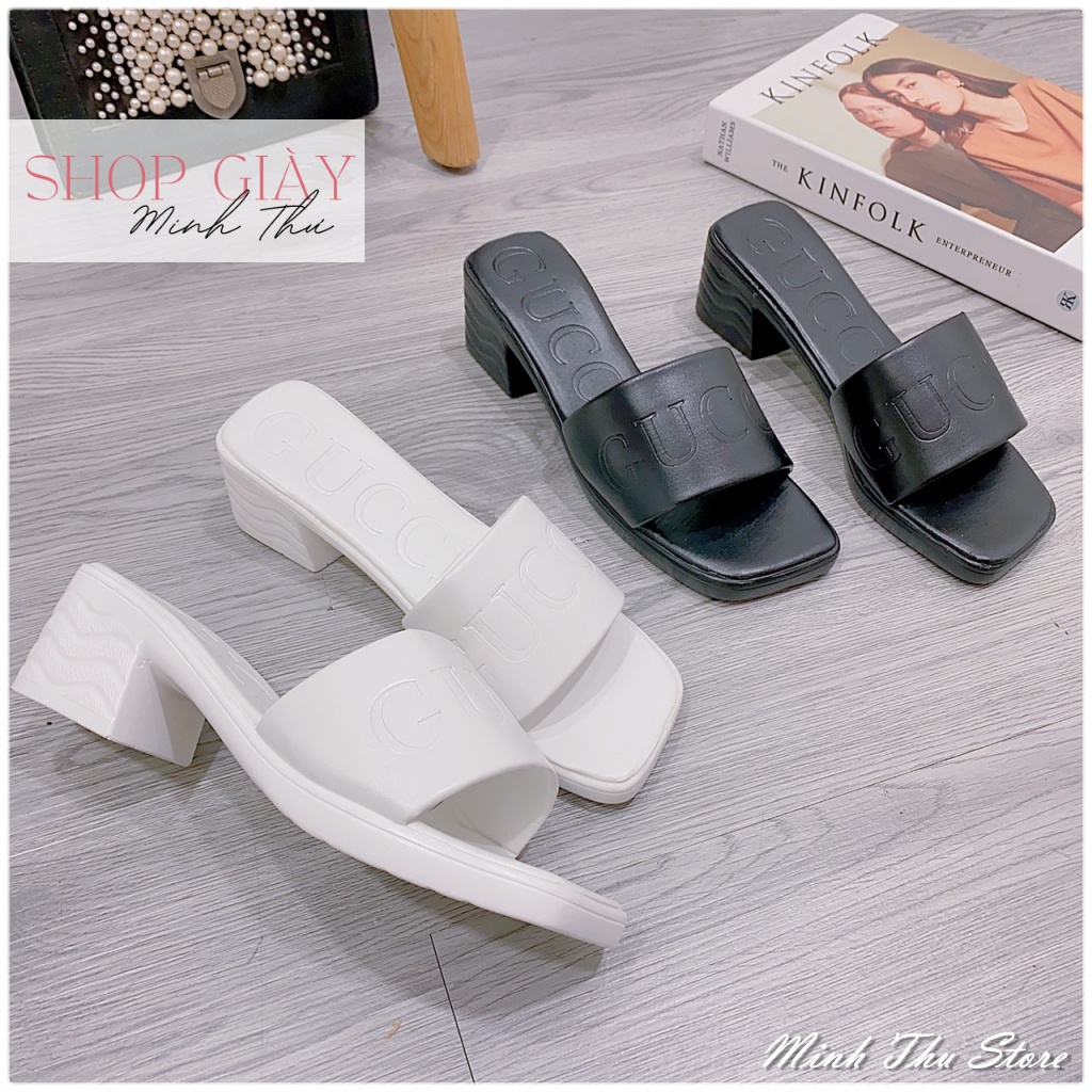 Guốc nữ cao gót đế đúc nhẹ 5cm chất da mềm đi êm chân Shop Giày Minh Thư D12