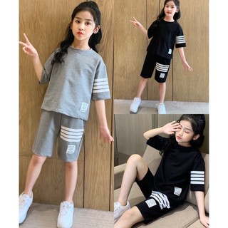 Set bộ quần áo trẻ em dành cho bé gái 18-45kg mẫu KẺ NGANG. Chất liệu mát, thiết kế đẹp. HA14