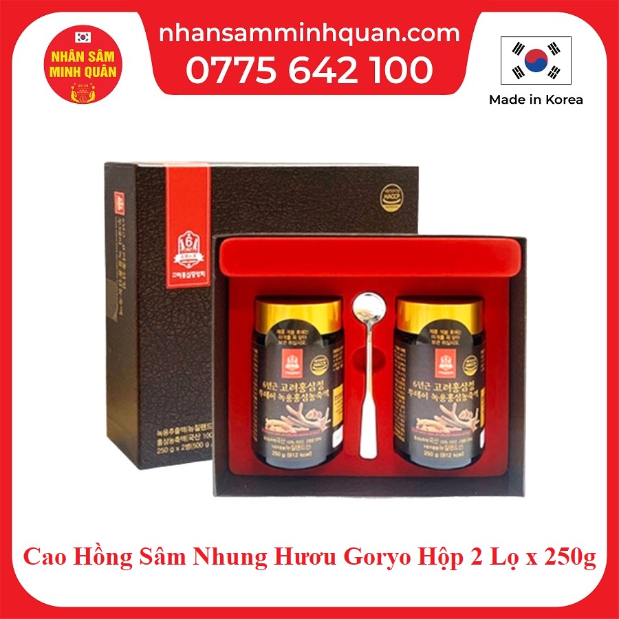 Cao Hồng Sâm Nhung Hươu Goryo Hộp 2 Lọ x 250g - 6 Years Goryo Deer Antlers Red Ginseng Extract