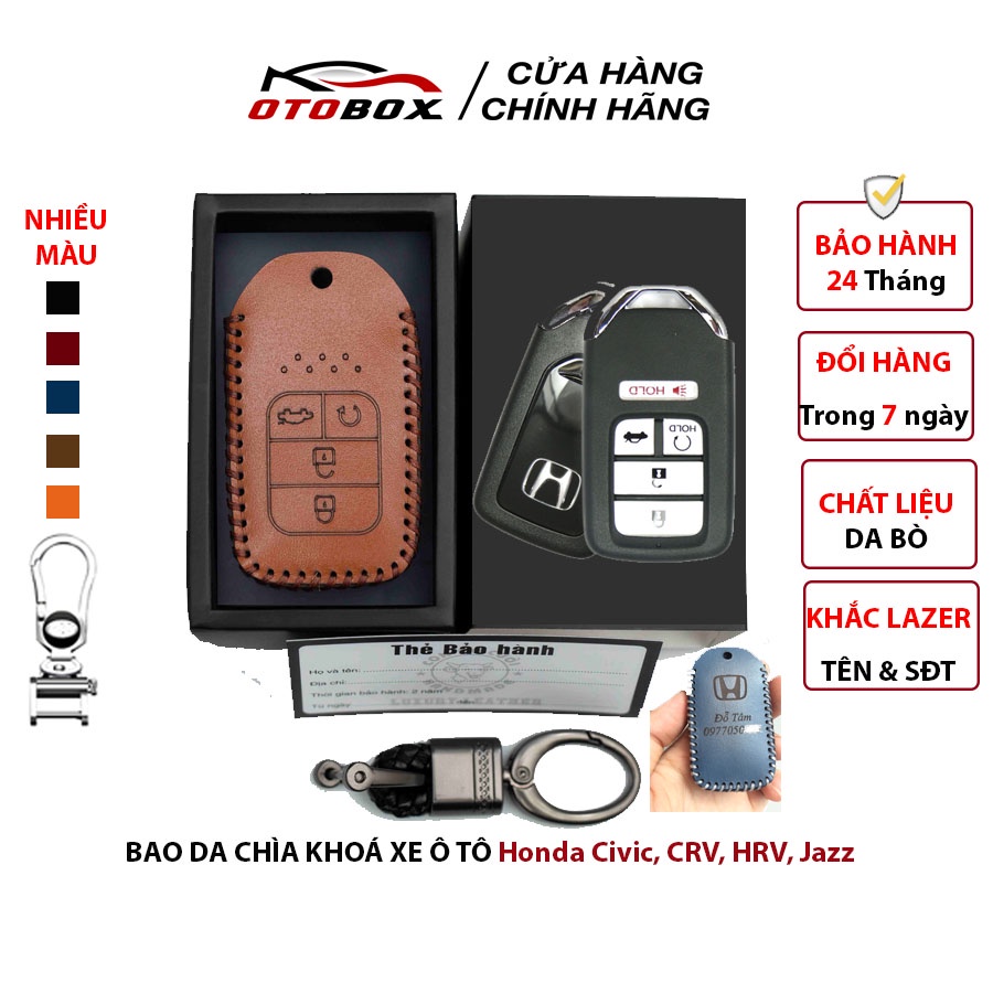 Bao da chìa khóa ô tô xe hơi honda city rs, civi chìa thông minh 4 nút da thật bảo vệ chìa khóa chống xước chính hãng